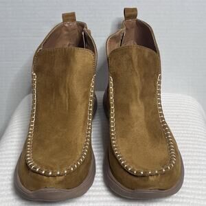 Vintage Leopard Brand Tan Whipstitch Ankle Bootie Sz 8.5 NWOT